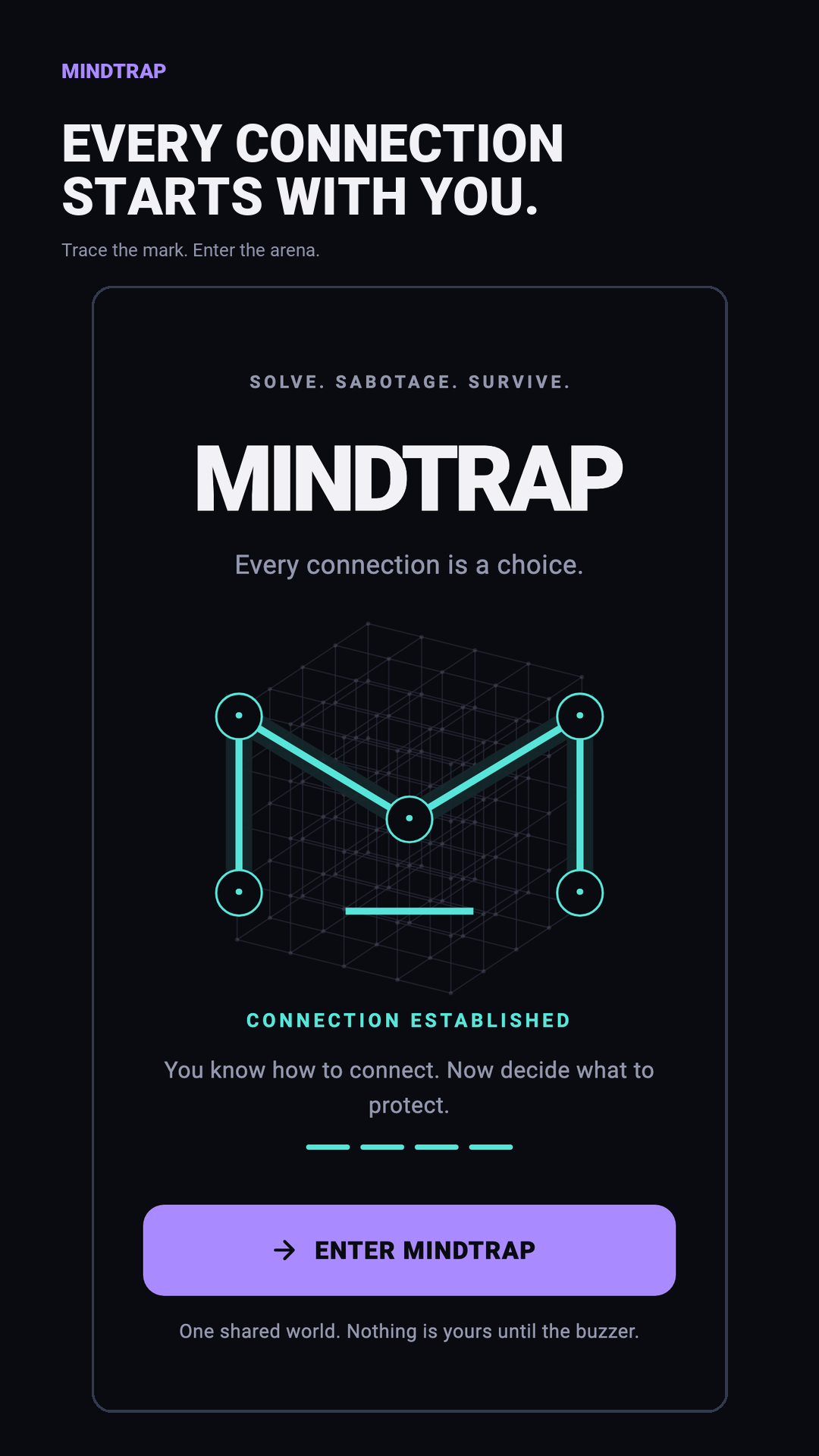Actual MINDTRAP interactive opening screen