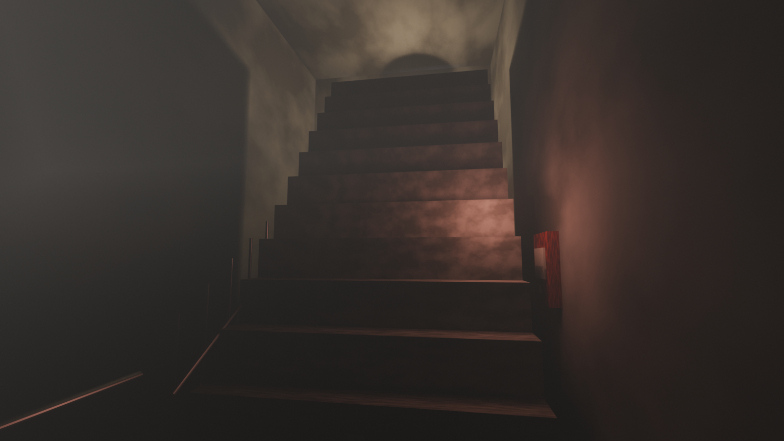 Development scene artwork of a dim hospital stairwell in The Unwritten